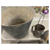 Vintage  galvanized metal utility bucket and