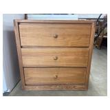 Solid pine 3-drawer chest Warm honey wood finish.