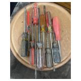 Collection of vintage, well-used slotted flathead