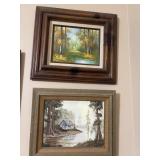 2 Framed vintage landscape oil paintings, with