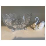 Vintage footed pinwheel cut crystal bowl, vintage