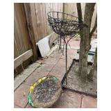 2 Metal Outdoor Hanging Flower Baskets & Plant