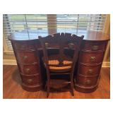 Vintage Federal-style mahogany kidney-shaped desk