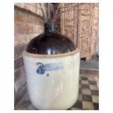 Antique two-tone stoneware crock jug. Has chip.