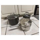 3pc Cooking Pots, Double Broiler, Etc. With Lids