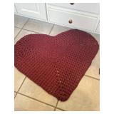 2 Deep Red Woven Heart Rugs, Bathroom