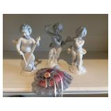 Vintage white porcelain cherub and putti musician