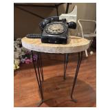 Organic stone accent table features a thick,