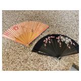 2 Vintage Hand Fans Accordion Fans