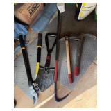 5pc Tools, Pry Bar, 2 Pick Axes, Loppers, Etc.