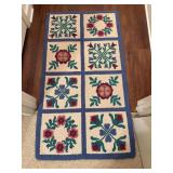 Vintage Floral Blue Block Rug