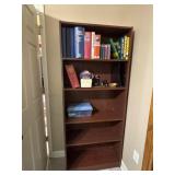 Tall, 5-shelf standard wooden bookcase in a rich