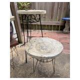 2 Metal Plant Stands with Concrete Tops Outdoor