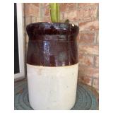 Vintage two-tone brown and white salt-glazed