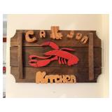 Handmade Wooden Cajun Kitchen Crawfish Sign