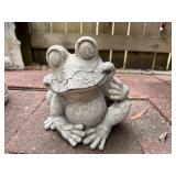 Chippy Concrete Frog, Holds A Rain Gauge, Missing