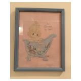 Framed handmade counted cross-stitch piece