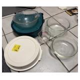 Pyrex Dishes, Baking Dishes, Pie Carrier, Etc.