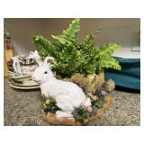 Resin White Rabbit Planter