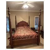 Queen Size Traditional dark wood four-poster bed