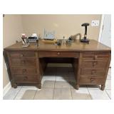 classic vintage solid wood double-pedestal office