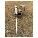 Outdoor Umbrella, Planter Pot, Metal Step Ladder