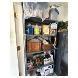 Metal garage shelf lot. Christmas decor, wreaths,