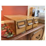 Vintage Wooden Library Card Catalog/File Box w/ 3