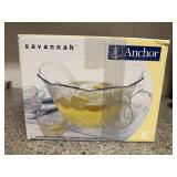 Anchor Hocking Savannah Punch Bowl with Cups in