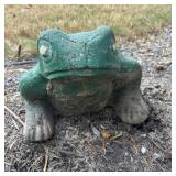Vintage hand painted concrete frog.