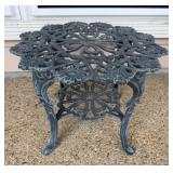 Floral Ornate Iron Round Top Side Table Outdoor