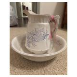 Victorian-style transferware pitcher and wash