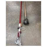 Pole pruner head attachment, manual rotary lawn