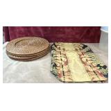 8 Pc. Rattan Charger Plates And Fabric Placemats.
