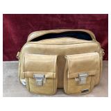 Vintage tan faux leather camera bag