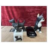 5 pc.  vintage-style cast iron Scottie dog
