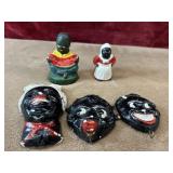 5 pc. Vintage chalk black and cast iron.
