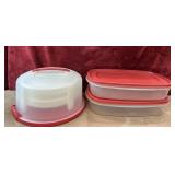 3 pc. plastic cake and cupcake carrier and