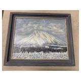 Original winter landscape oil painting depicting