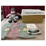7 pc. handwoven synthetic rattan storage basket,
