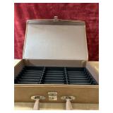 29 pc. vintage brown faux-leather portable