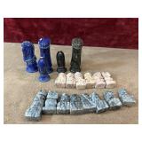 19 pc. hand-carved vintage Mexican Aztec-style
