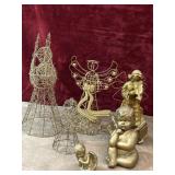 6 Pc. Gold-tone Wire Mesh Angel Figurines And