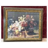 Framed picture floral still life painting