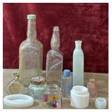12 Pc. Vintage And Antique Glass Bottles And Jars