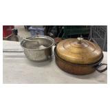 Vintage rotary flour sifter and a covered