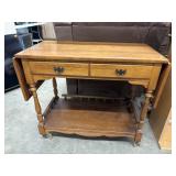 Vintage maple drop-leaf serving cart.