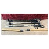5 pc. Komperdell trekking poles, and wooden