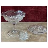 3 Pc. Clear Pressed Glass Footed Pedestal