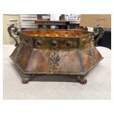 Vintage octagonal metal jardiniere (planter or